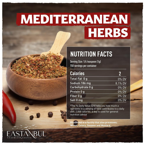 Eastanbul Mediterranean Spice Blend, 5.29oz Mediterranean Seasoning, Mediterranean Herb & Salt Blend, Mediterranean Spiced Sea Salt, Mediterranean...